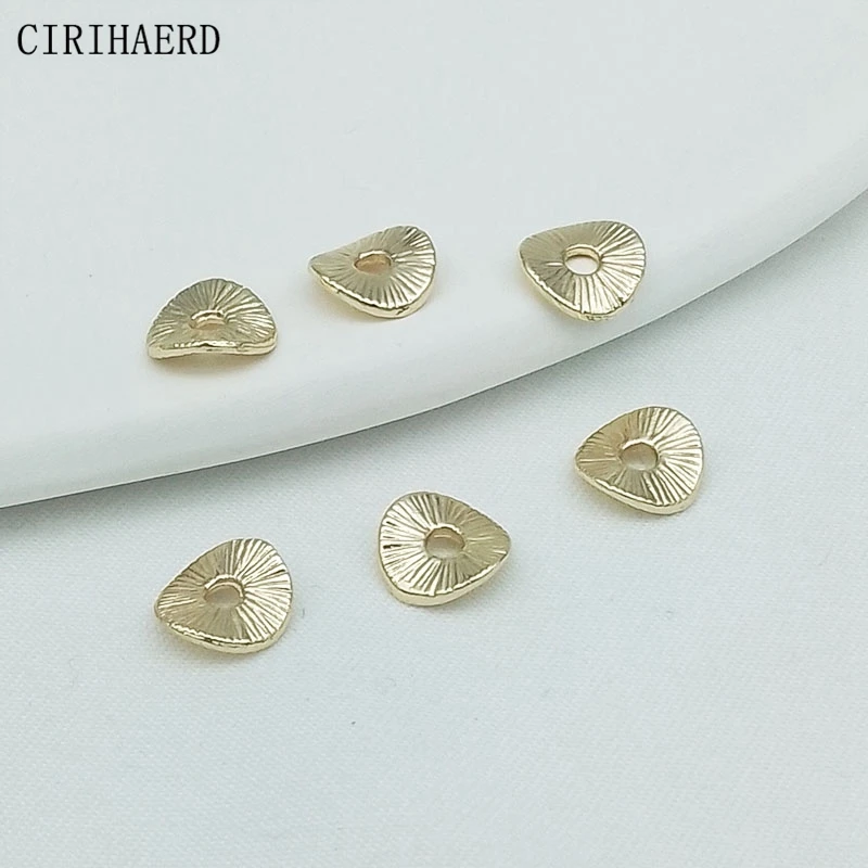 14K Gold Plated Spacer Piece Beads Caps Irregular Twist Round Piece Beaded Material For Diy Bracelet Jewelry Making Accessories