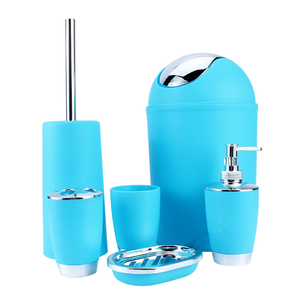 6 In 1 Bathroom Set Bathroom Accessory Set Bin Soap Dish Dispenser Tumbler Toothbrush Holder 6 In 1 Bathroom Accessory