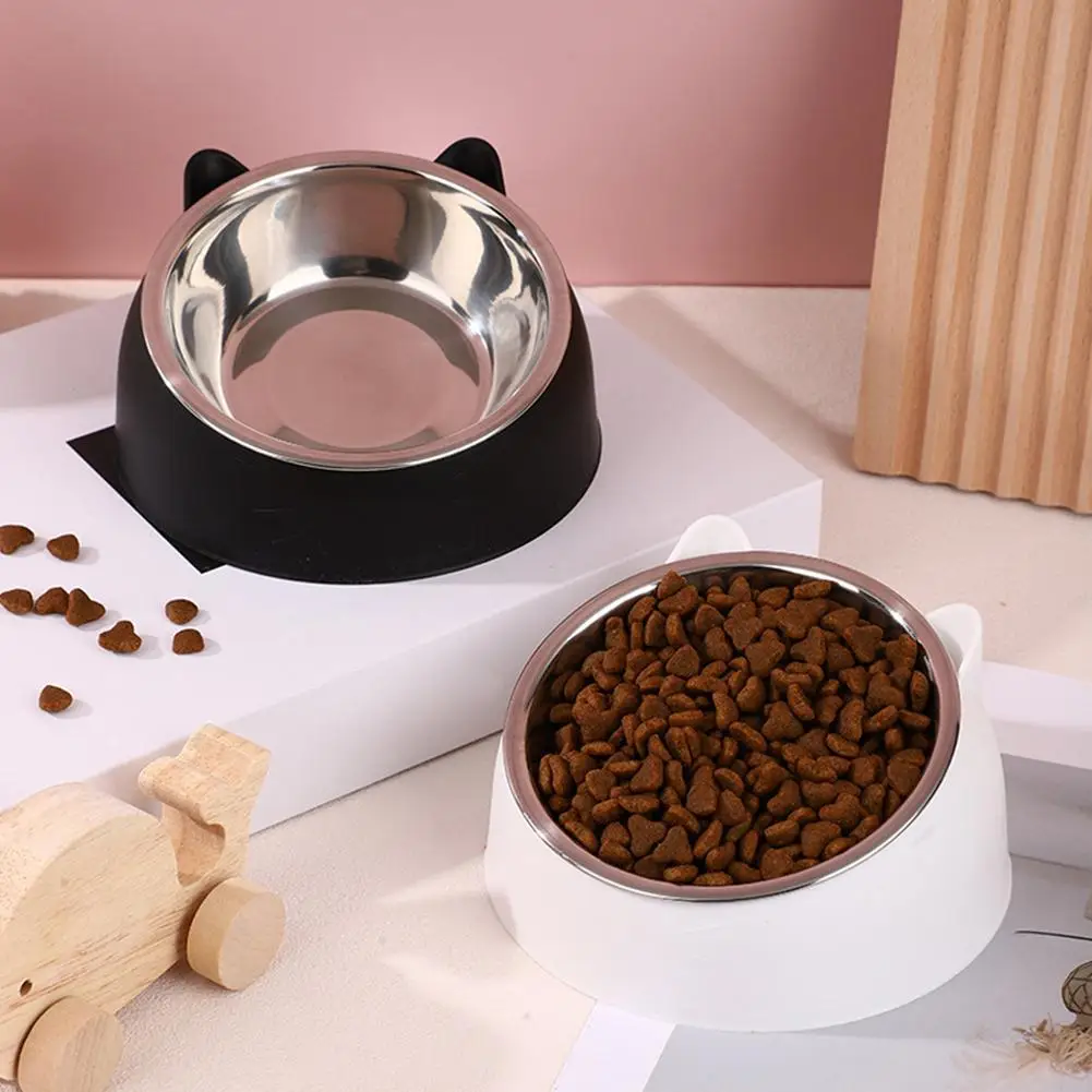 100ML Katzenschüssel 15 Grad Erhöht Rutschfest Verbesserte Erhöhte Katzenschale für Futter und Wasser Edelstahlschüsseln für Katzen und Welpen – Detail 14