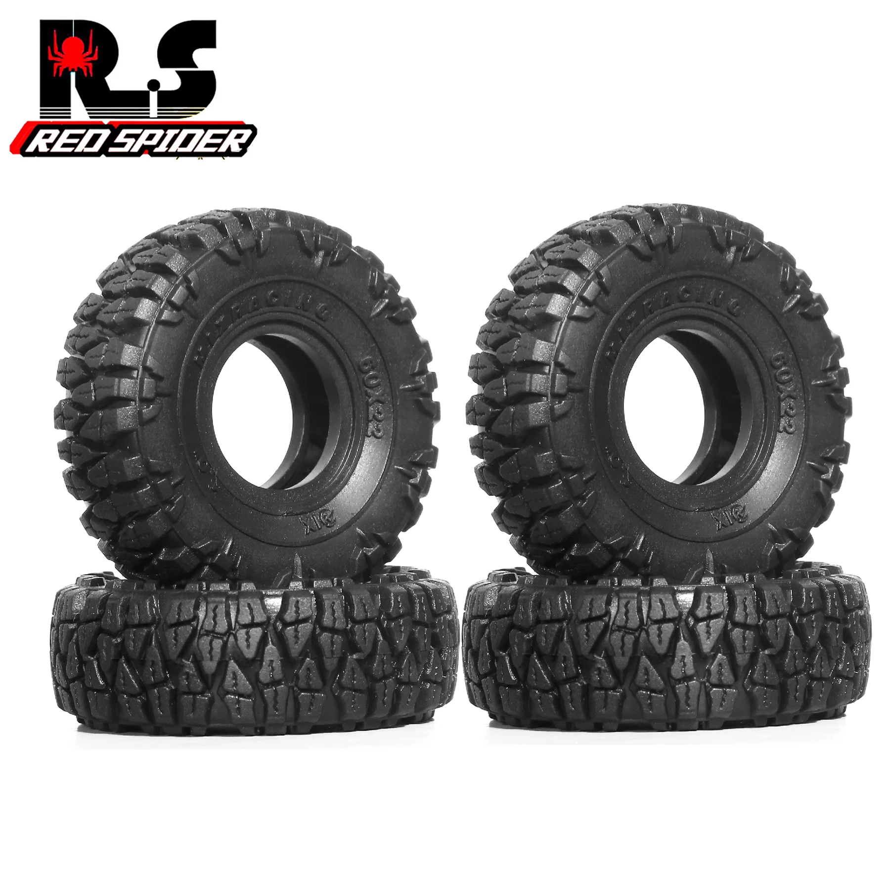 RED SPIDER 4Pcs 1.0inch Tires Rubber Tyre for 1/18 1/24 Ascent-18 TRX4M Axial SCX24 AX24 FMS FCX24 RC Crawler Car Upgrade Parts