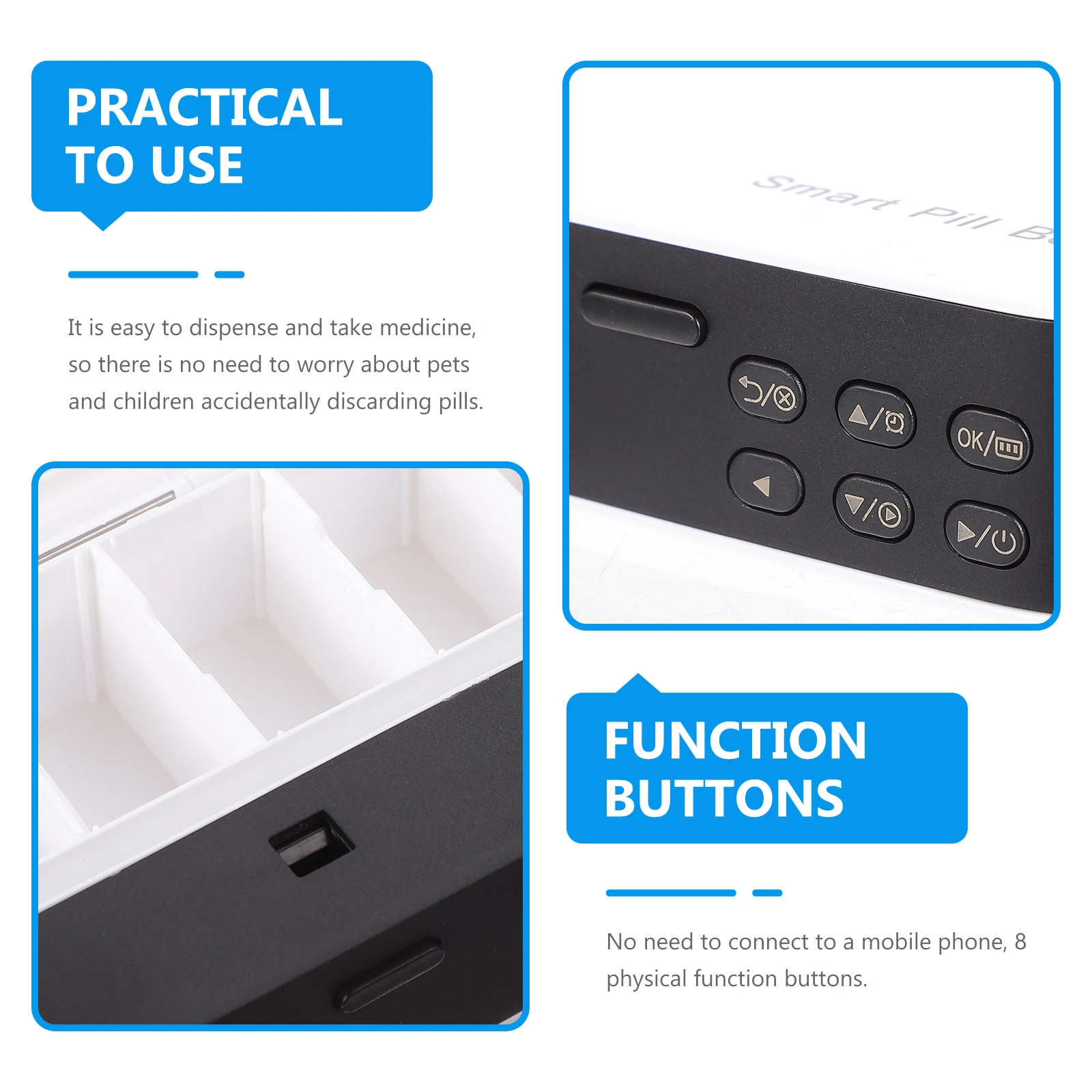 

Smart Portable Medicine Box Organizer with Alarm Clock for Elderly and Memory Aid Smart Portable Travel Organizer