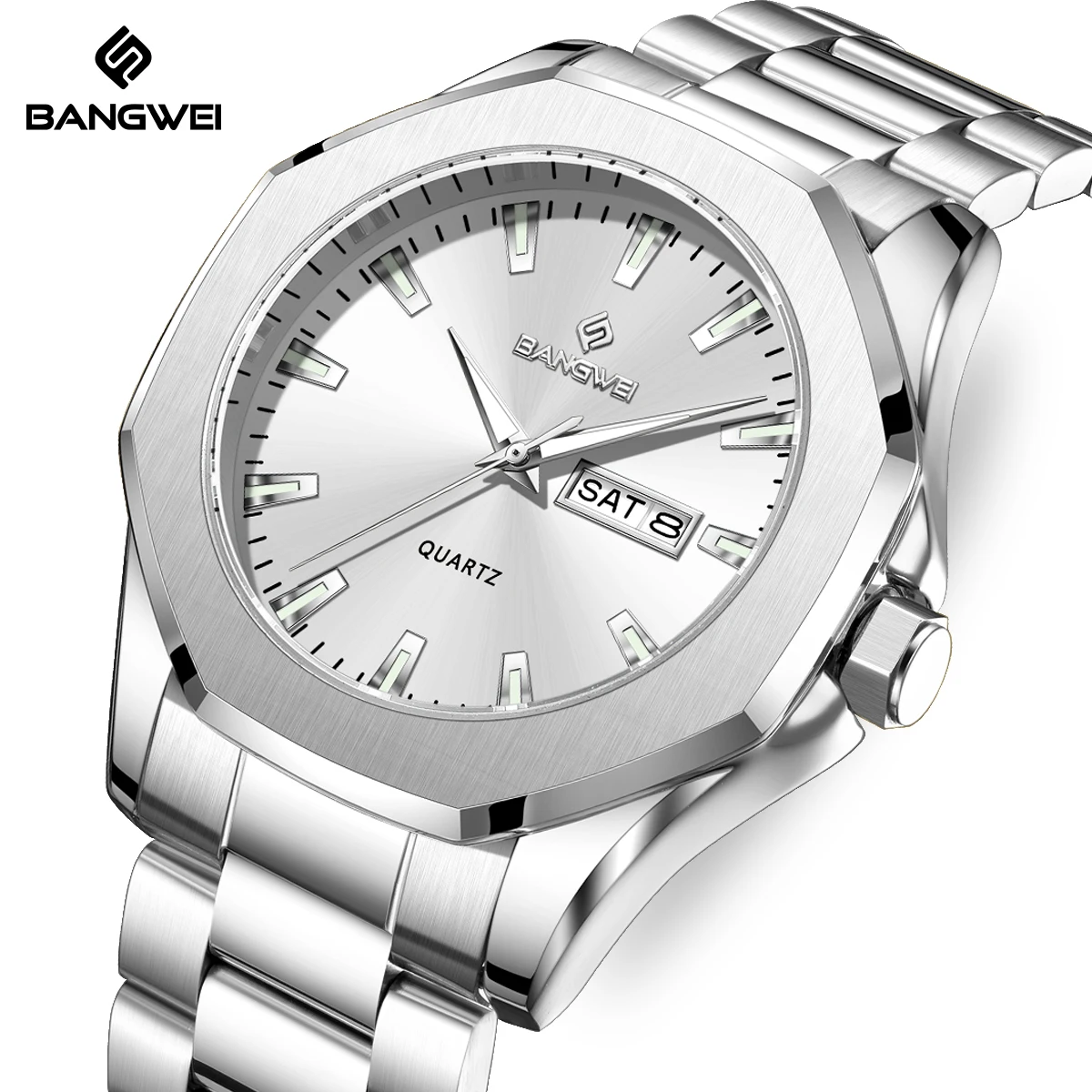 

BANGWEI New Simple Men's Watch Quartz Wristwatch Waterproof Luminous Date Military Watches Men Casual Fashion Watches for Men