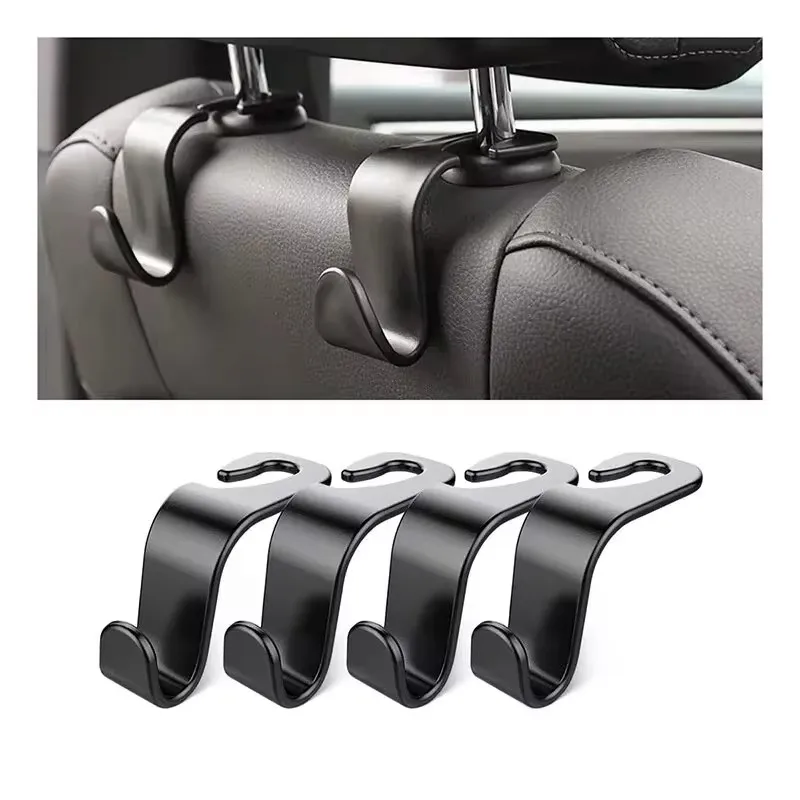 

4Pcs Car Headrest Hooks Hanger for Bags Seat Back Organizer Holder Clips Auto Fastener Hooks Car Storage Interior Accessories