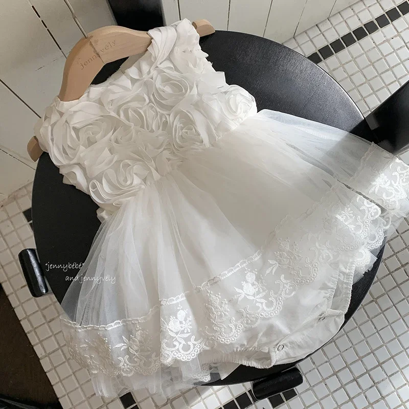 2026 New Summer Newborn Baby Girl Romper Sleeveless Cotton Mesh Splicing Toddler Baby Girls Jumpsuit 0-24M Children Clothes