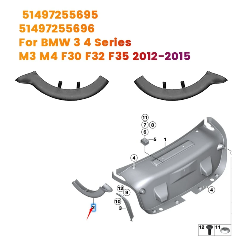 1Pair Rear Trunk Lid Hinge Trim Cover 51497255695 51497255696 For BMW 3 4 Series M3 M4 F30 F32 F35 Hinge Fender Guard