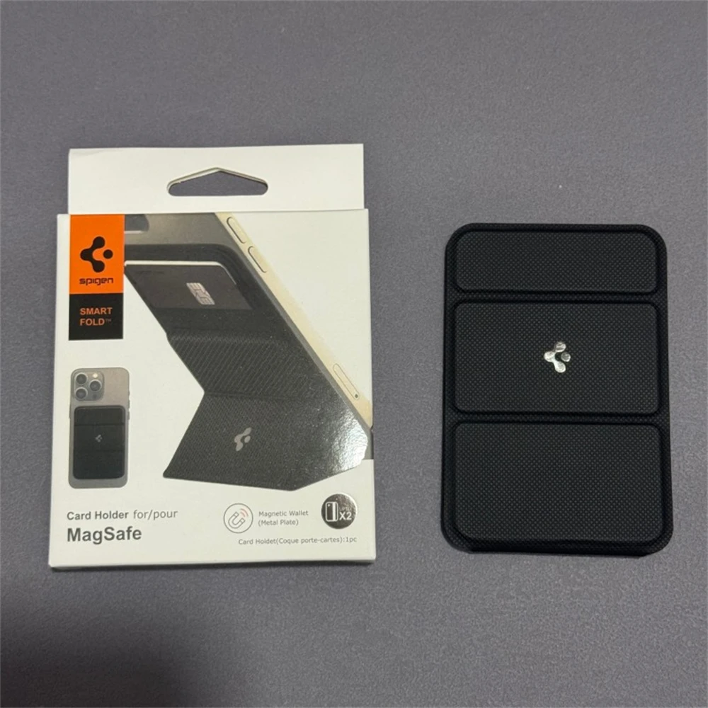 Original Spigen Leder-Faltmagnet-Matte-Wallet-Kartenhalter für MagSafe Kartenhalterung für iPhone 17 16 15 14 13 Pro Max Air