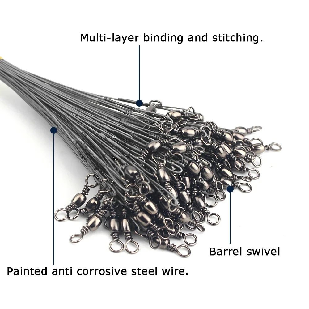 DNDYUJU-سلك قائد للصيد من الفولاذ المقاوم لللدغة ، سلك صلب ، ملحق دوار ، قلب رصاص ، مقود ، 20 50 #4