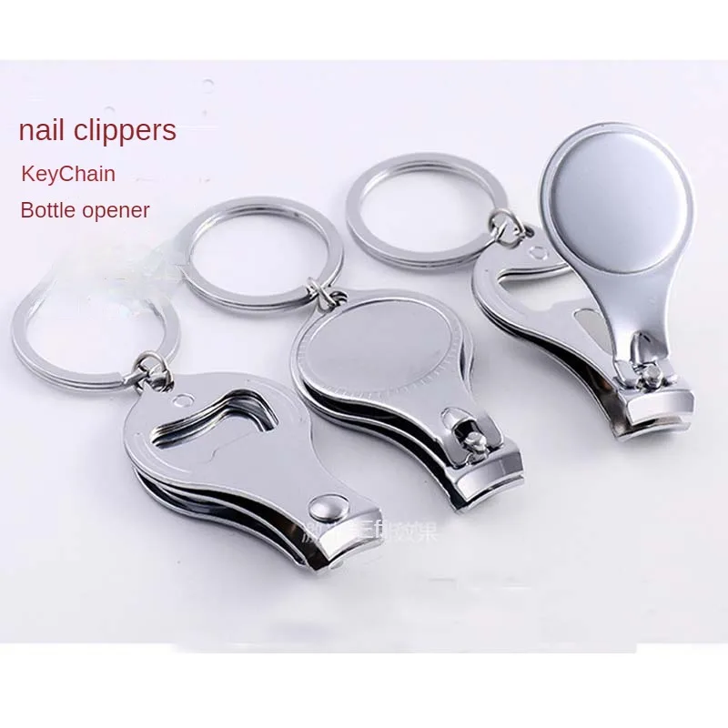 1Pc Round Stainless Steel Big Large Heavy Duty Keychain Finger Toe Nail Beauty Care Tool Cutter Trimmer Clipper With Beer Opener
