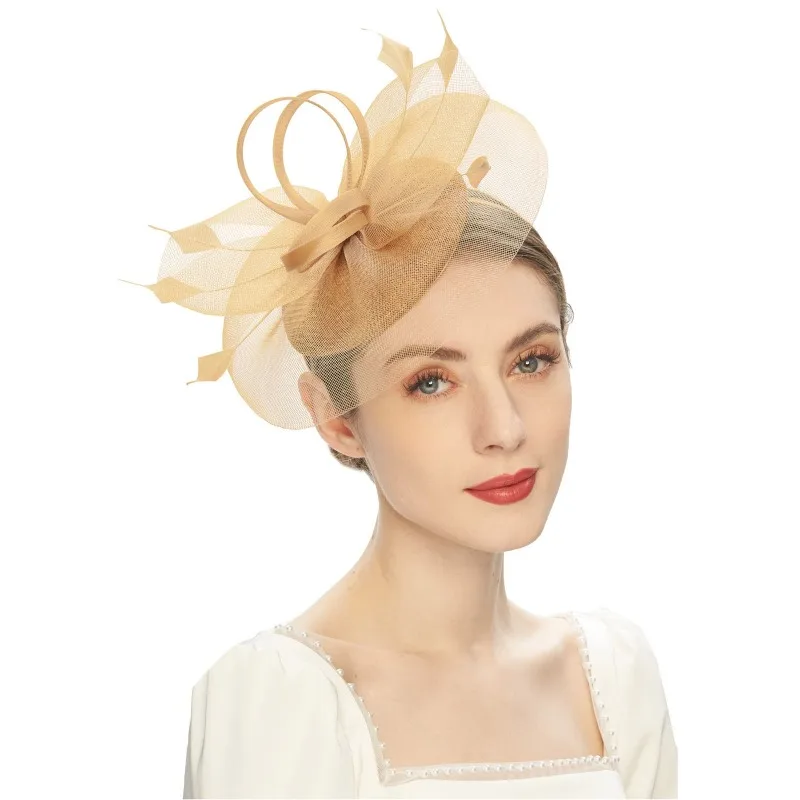 Mode plumes maille Fascinator chapeau exquis élégant mariée bandeau cheveux cerceau doux bandeaux dame