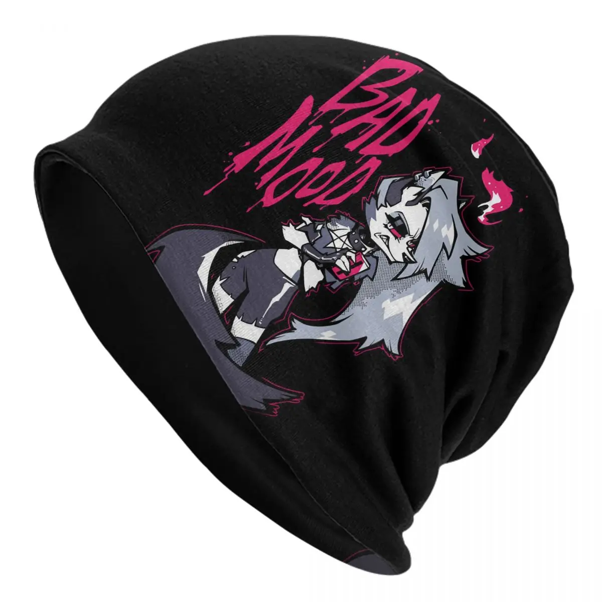 Loona Bad Mood Cap Helluva Boss Hip Hop Men Women Street Skullies Beanies Hat Spring Warm Dual-use Bonnet Hats