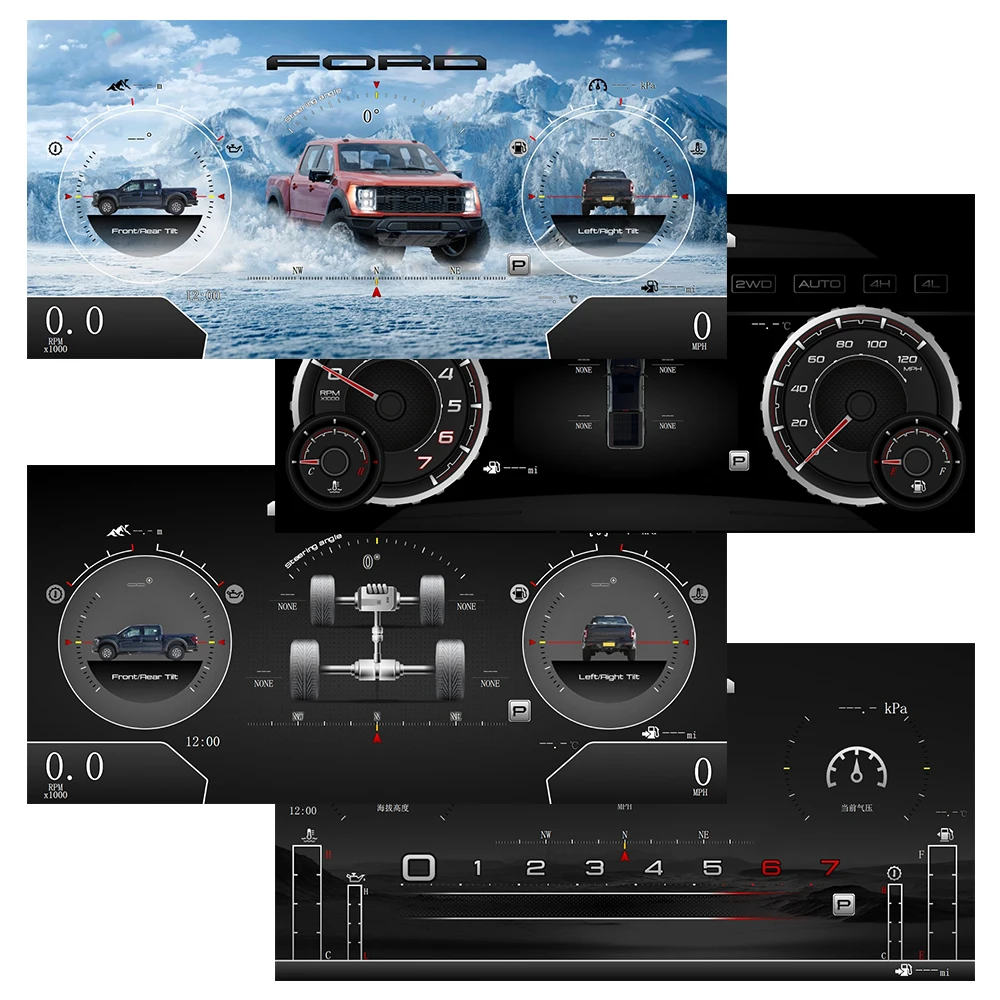 13,1 Zoll LCD-Digital-Armaturenbrett für Ford F150 2009–2012, blendfreies Instrumentenpult, Linux OS-System, Auto-Instrumentenpult