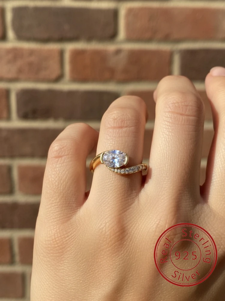925er Sterlingsilber, modisch, schlichter Wassertropfen-Zirkon-Ring für Frauen, Hochzeit, Verlobung, hochwertiger, luxuriöser edler Schmuck