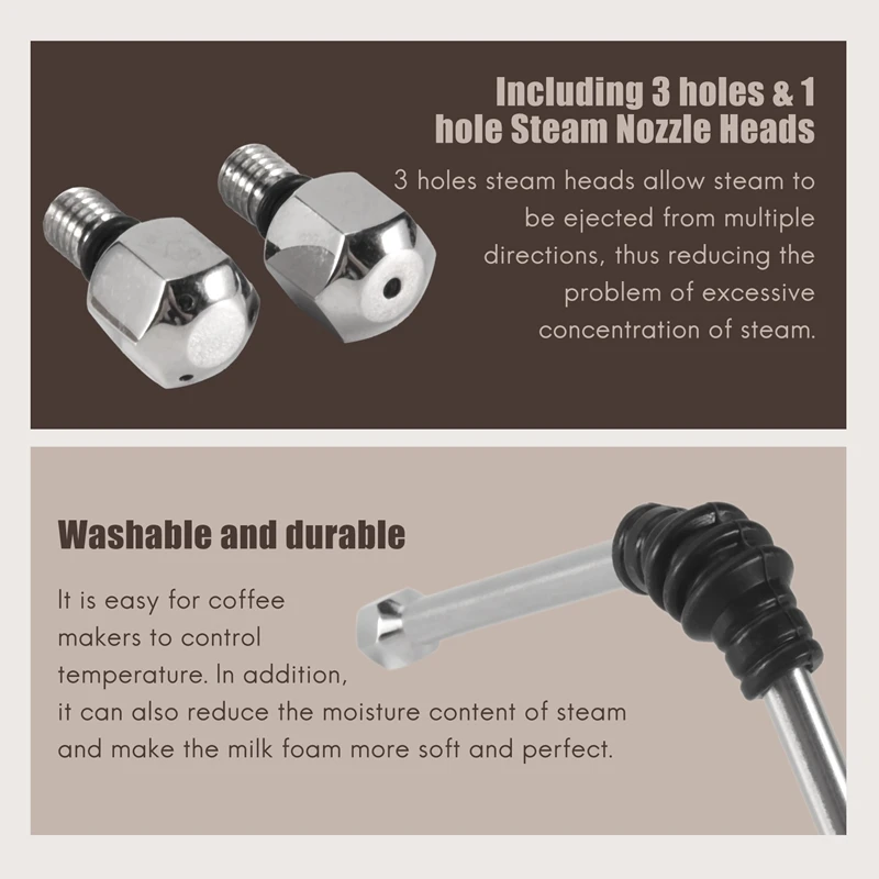 Steam Wand For Delonghi EC680/EC685, Rancilio Coffee Machine, Upgrade With Additional 3 Hole Tip Steam Nozzle