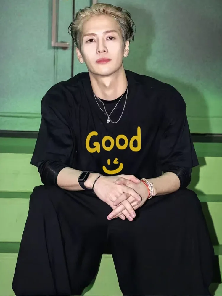 Unisex Summer Short-Sleeve T-Shirt Loose Fit Crew Neck Jackson Wang Style Graphic Tee for Men And Women