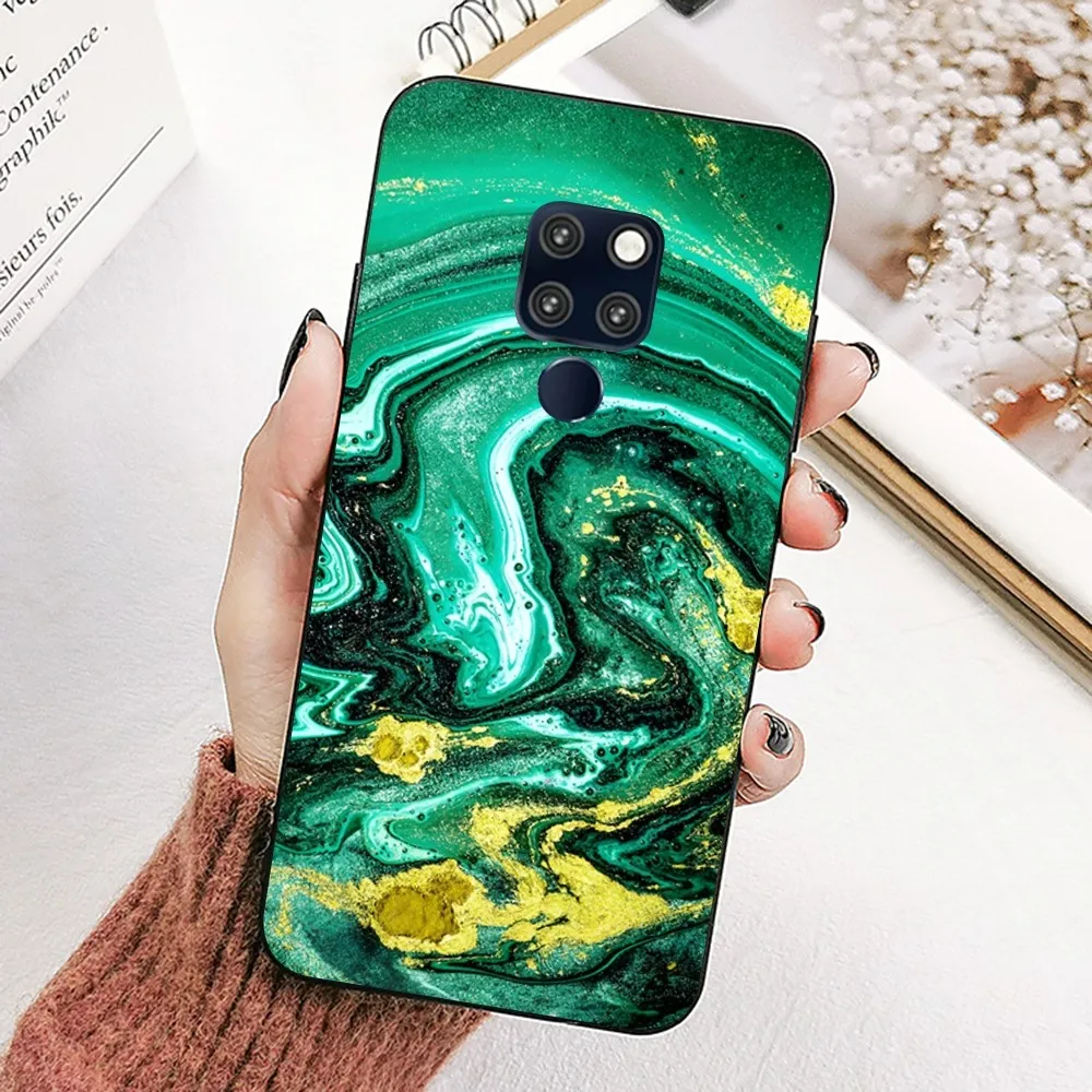 Emerald Green Jade Stone Pattern Phone Case For Huawei Mate 10 20 30 40 50 lite pro Nova 3 3i 5 6 SE 7 pro 7SE