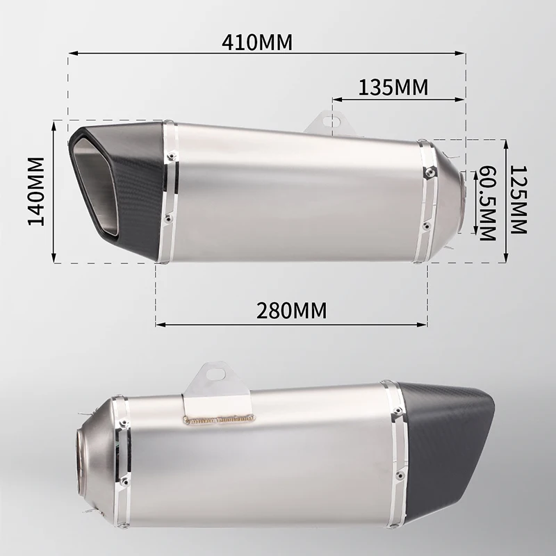 Schalldämpfer Allgemeiner Motorradauspuff Kohlenstoffschalldämpfer 60 mm Einlass SR Project SR1-R für r3 z900 ninja400 crf250 crf1100 GSXR CBR650
