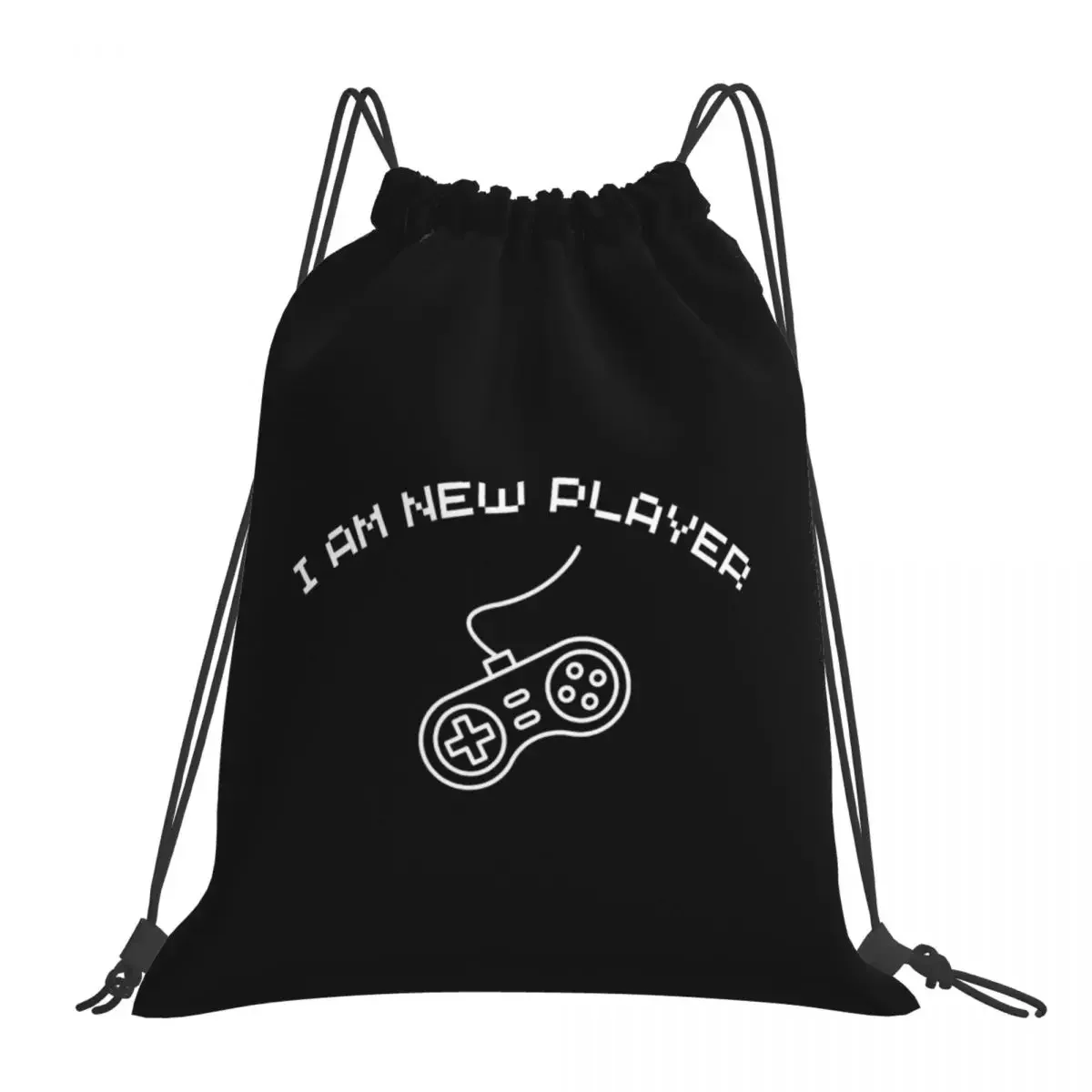 

I Am New Player Backpacks Fashion Portable Drawstring Bags Drawstring Bundle Pocket Sports Bag BookBag For Man Woman Students