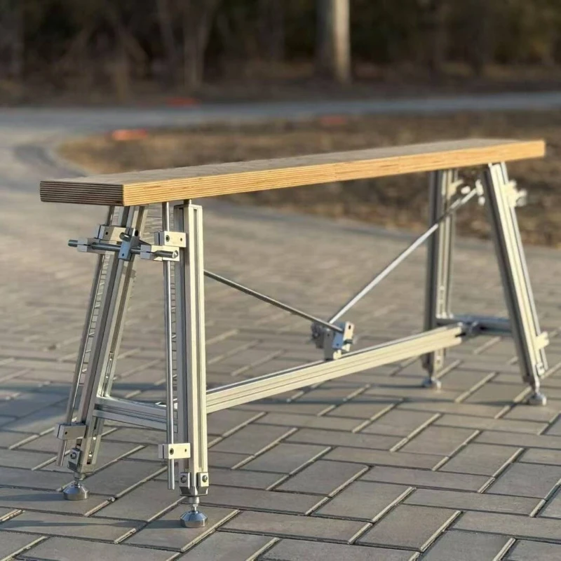 

Ocean plate aluminum profile table and chair combination modern simple coffee shop bench low stool furniture