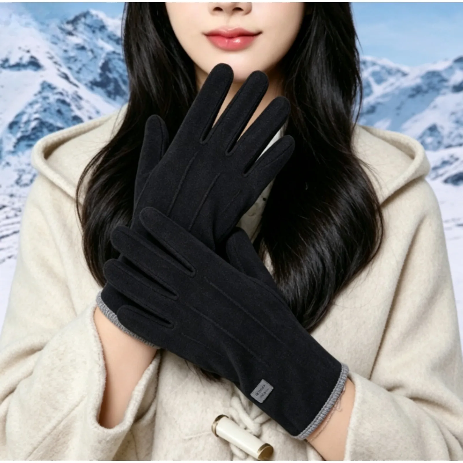 Winter Warm Touchscreen Gloves, Soft Fleece Lined Thickened Windproof Cold‑Resistant Outdoor Driving Thermal Gloves for Women