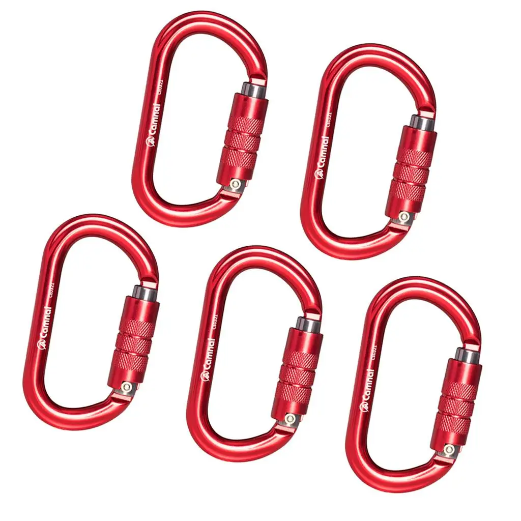 5pcs 25KN Aluminum Climbing Carabiner D Type Auto Locking Outdoor Sports Small Tools