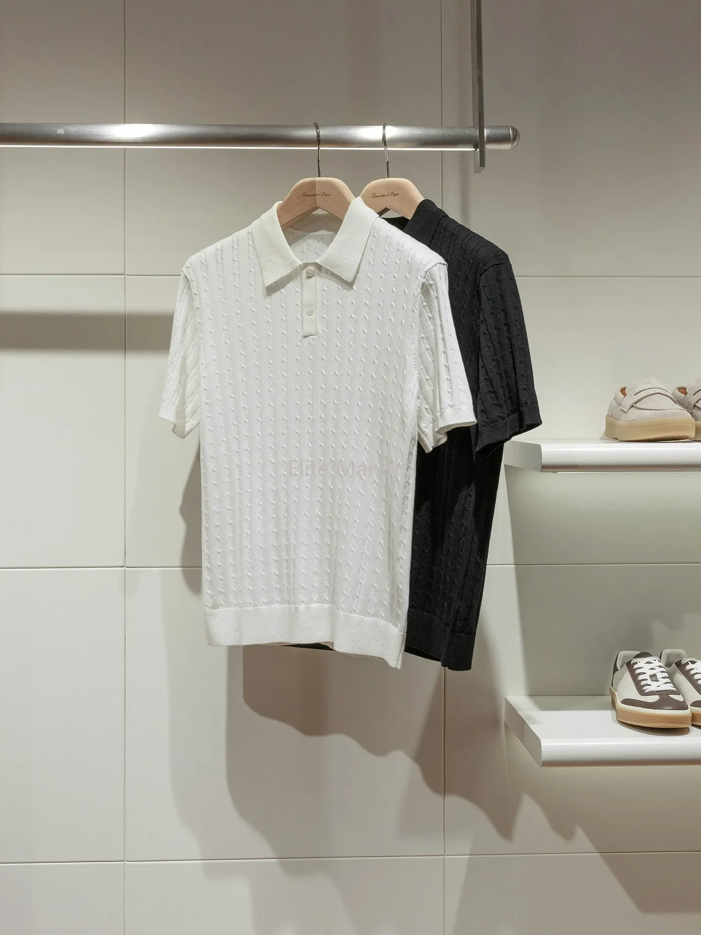 Custom-woven mulberry silk cotton blended cool and comfortable, lapel short-sleeved POLO shirt