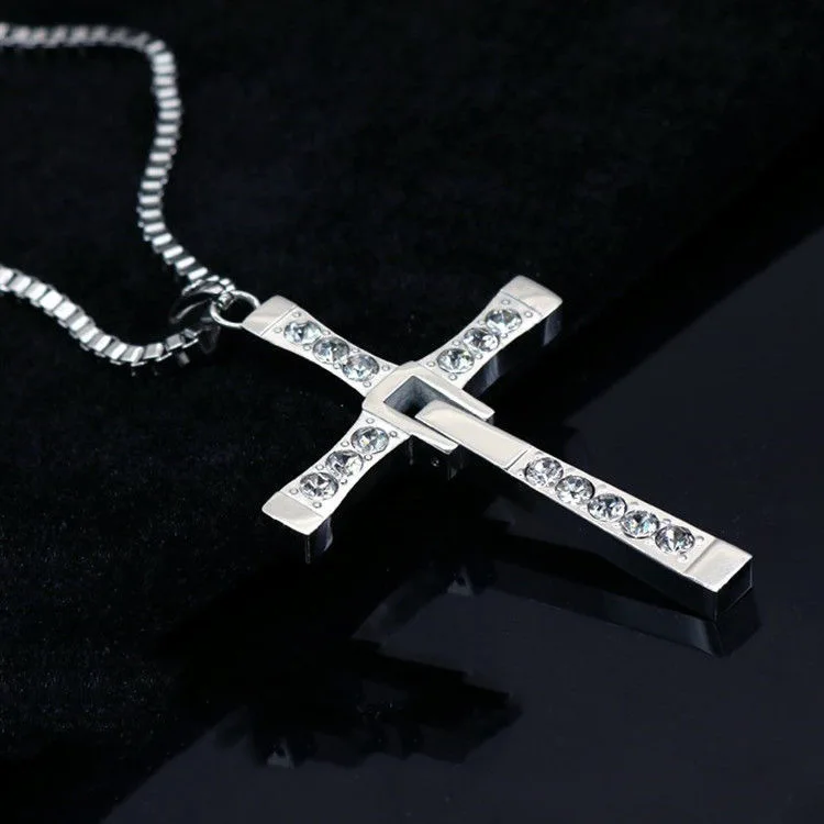 Men\'s Fashion Zircon Cross Pendant Necklace Chain for Men Friend Gift Hip-hop Punk Party Faith Jewelry Accessories Collar Hombre