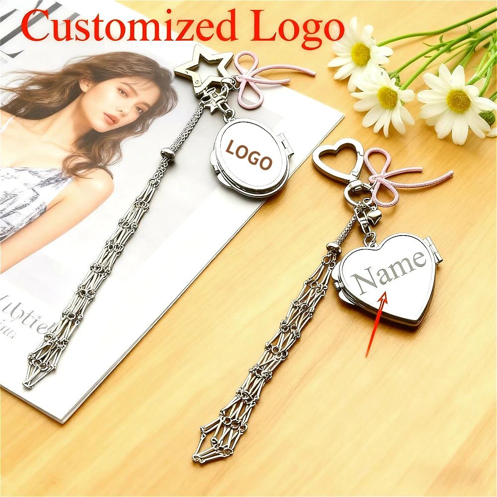 

Custom LogoY2K Lipstick Holder Keychain Stainless Pouch Makeup Bag Keyring Charm Vintage Shine Lip Organizer Key Chain Ring Gift