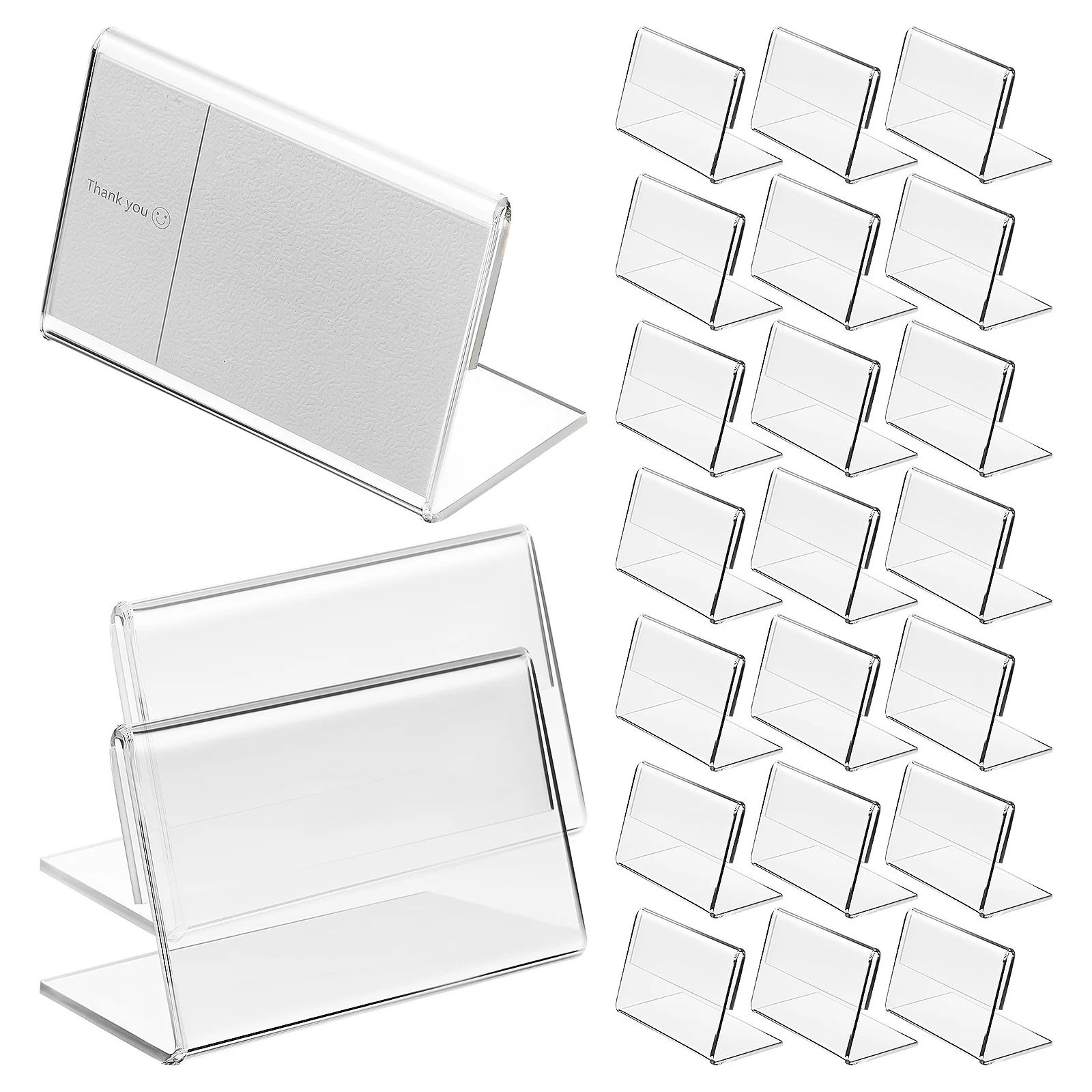Sign Holder 40 Pcs Card Stand for Price Display Label Holder Market Stall Retail Display Stand Tabletop Organization