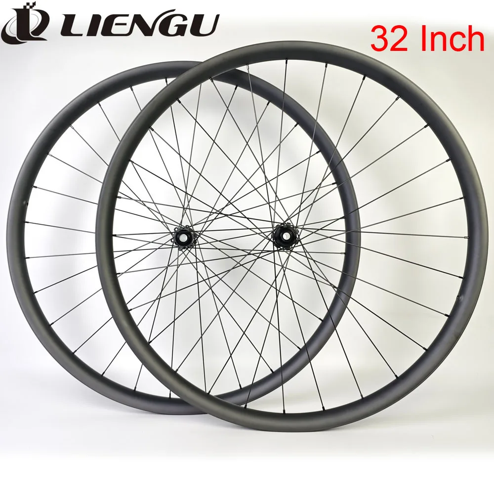 

1 Pair 32er MTB Asymmetry Carbon Wheelset Tubeless 40mm Width 32mm Inner 25 Depth Boost 110mm 148mm 6 Bolts Disc Brake XC AM DH