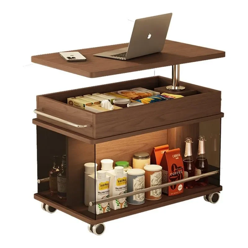 

Modern and simple, solid wood, liftable, small household, side table, movable side cabinet