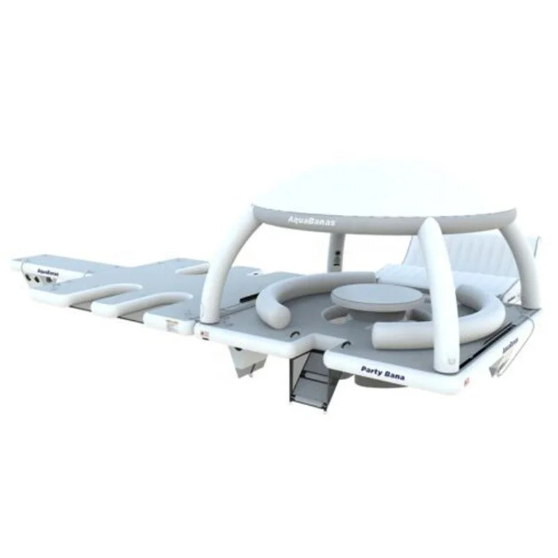 Inflatable Water Floating Mat, Floating Island Boat Tent , Party  Boat for Family