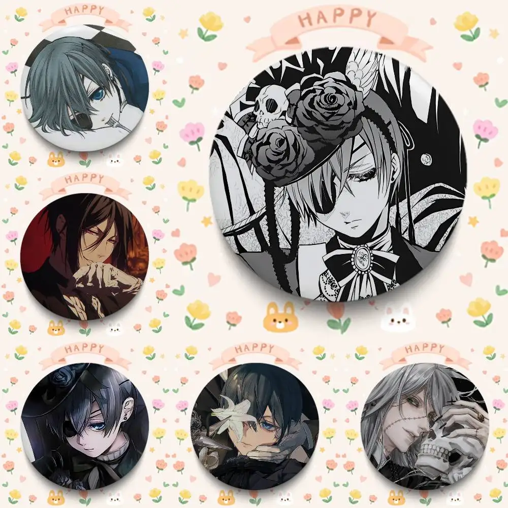 Cartoon Anime Black Butler Badges 25 32 44 58 75 Mm Round Cosplay Pin Bag Decor Fans Collect Friends Gifts Brooch Souvenir
