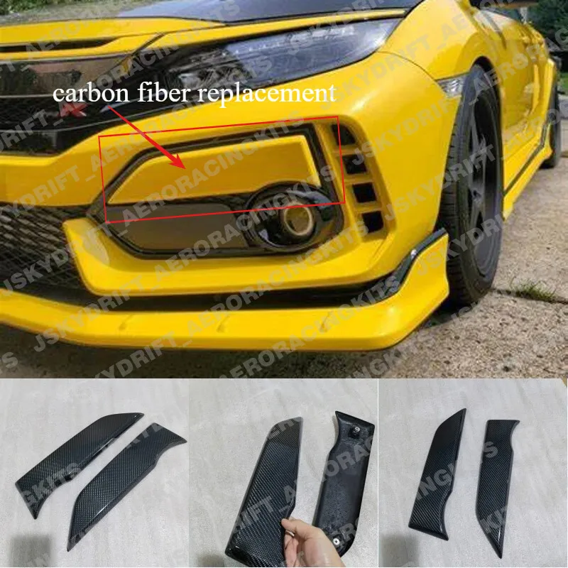 

For Honda Civic Hatchback 17-19 FK8 Front Bumper Fog Light Garnish Carbon Fiber