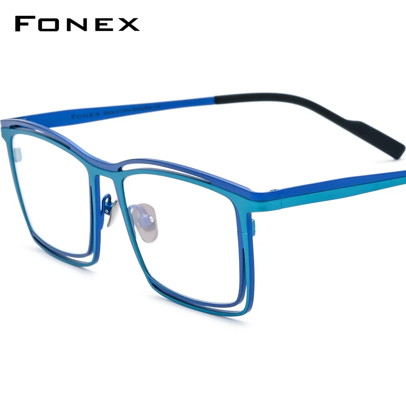 FONEX Titanium Glasses Frame Men Retro Square Eyeglasses Men's Vintage Matter Color Eyewear F85765