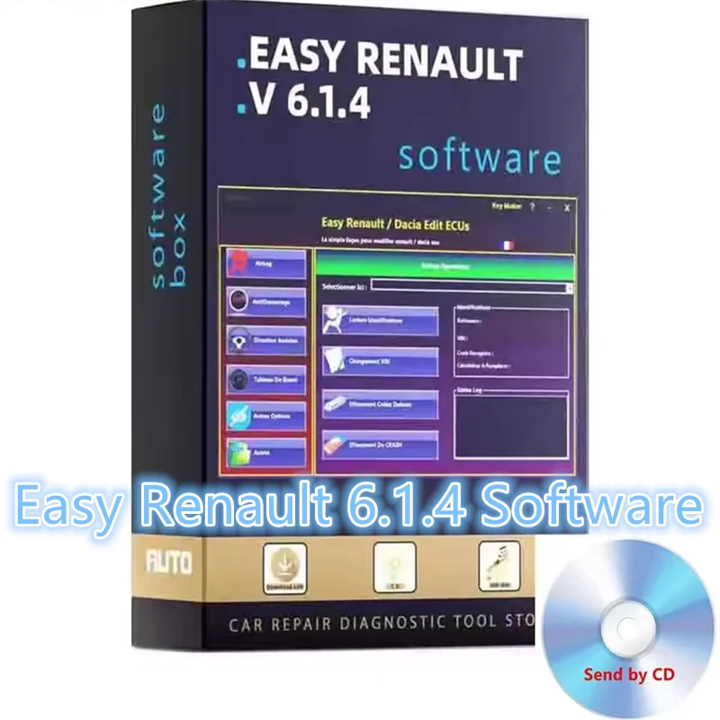 

New Easy Renault 6.1.4 Software for Renault ECU Programmer Clear Crash Airbag Card Keys UCH Cleaner WORK with OBDLink Renolink