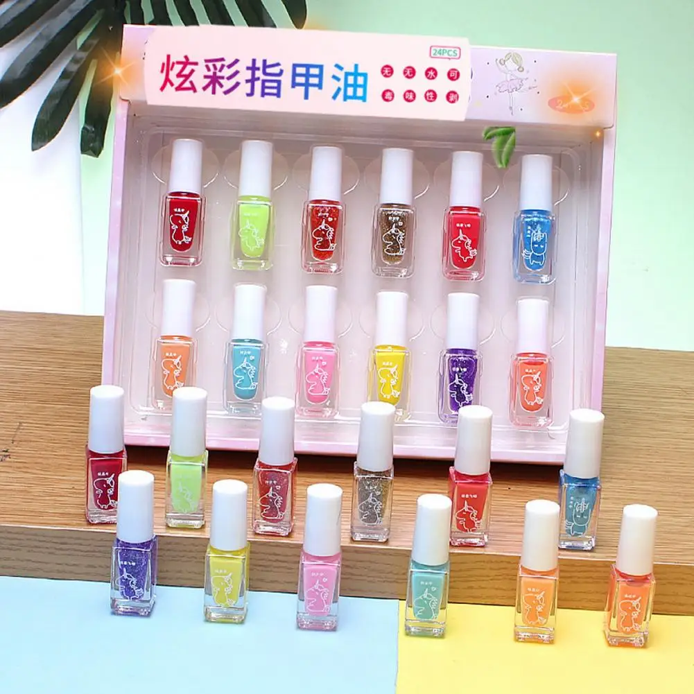 

Peelable Nail Polish for Hassle-free Removal Safe Gentle 24pcs Kids Nail Polish Set Low Odor Quick Dry for Girls for Kids