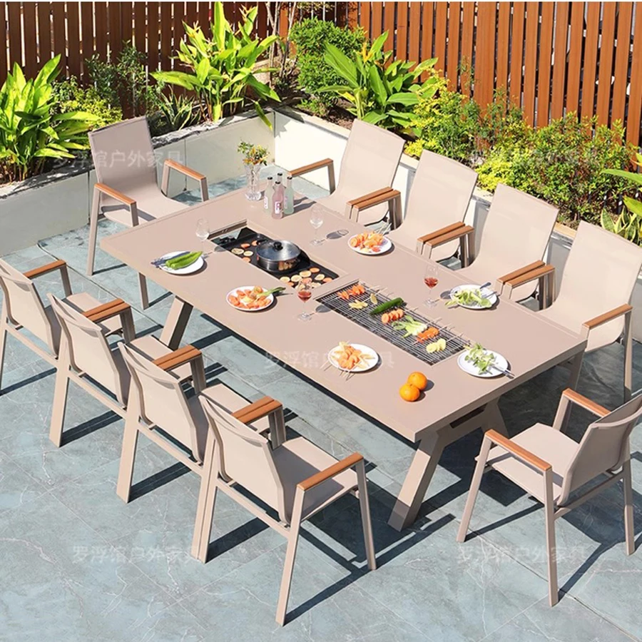 Set di mobili da esterno di lusso mobili da giardino da pranzo in stile italiano set da esterno unico componibile Lounge Mueble Jardin Furniture