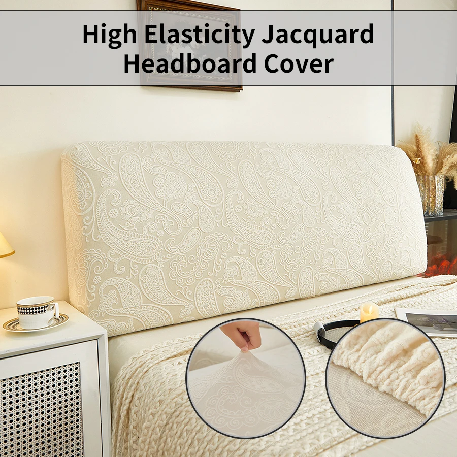Stretchable Jacquard Headboard Cover – Regal Floral Design, Machine Washable, Breathable & Easy Setup