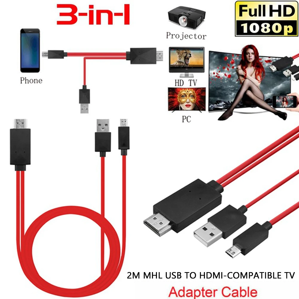 2 متر مايكرو USB إلى HDMI-متوافق كابل 1080P MHL HDTV كابل محول محول لسامسونج لهواوي لسوني ل HTC ل LG