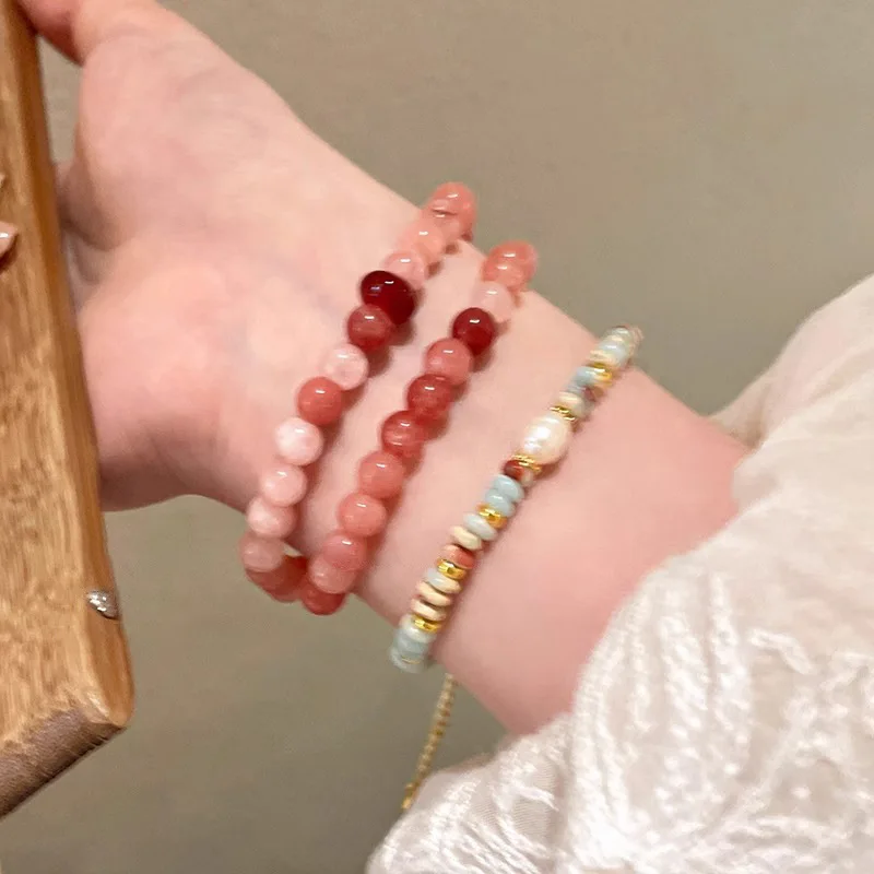 Sunstone Bracelet Summer Boho Zen Girls Lightweight Natural Stone Stackable Versatile Classic Charm Jewelry Women