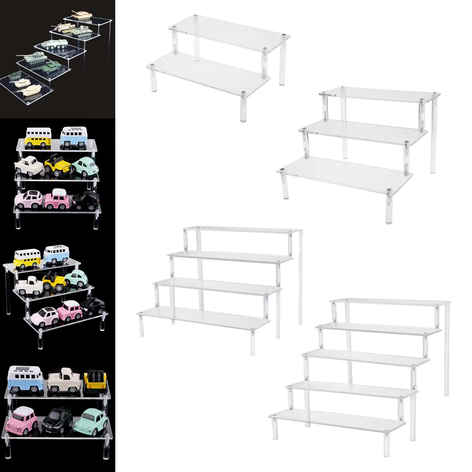 Desk Organizer Acrylic Riser Display Stand for Figurine Perfume Glasses Wallet Counter Shelf
