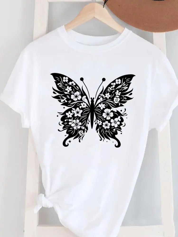 الملابس المطبوعة المحملة المرأة عارضة السيدات الجرافيك تي الملابس أزياء الحلو الحب الكرتون امرأة بيضاء قصيرة الأكمام س الرقبة تي شيرت