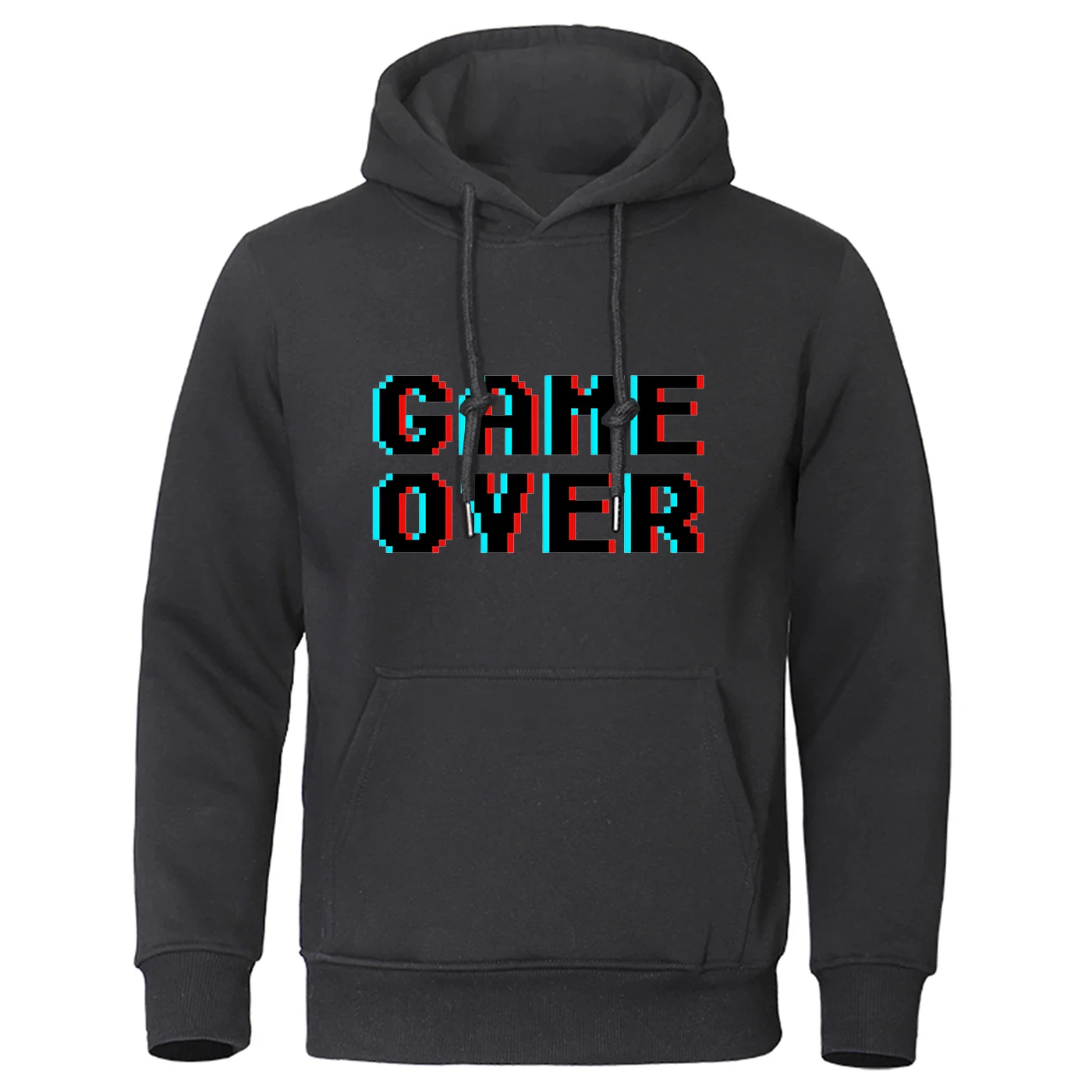 

2025 Game Over 80s Oversized Print Men's Solid Color Hoodie Spring And Autumn Casual Comfortable Sweatshirt Fleece Pullover