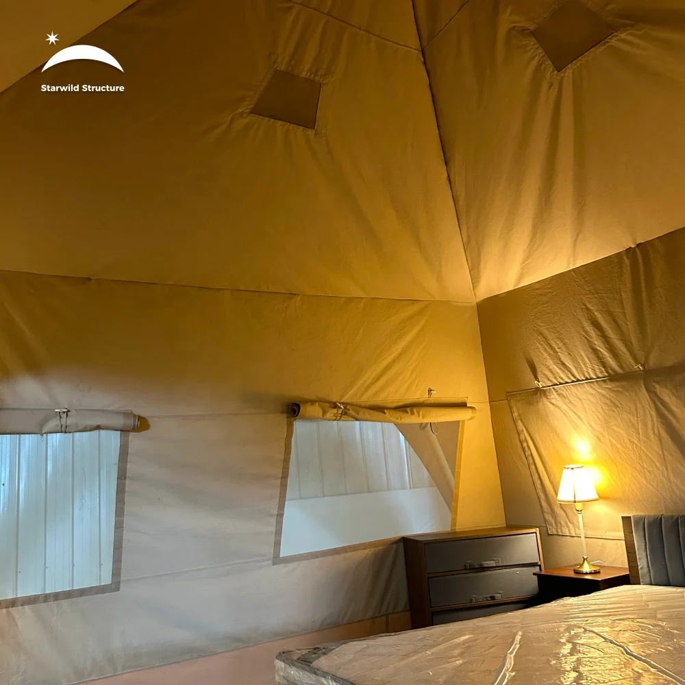 Luxury Outdoor Camping PVDF Safari Tent House Modern Geodesic Crossover Dome Tent For Hotels And Outdoor Adventures