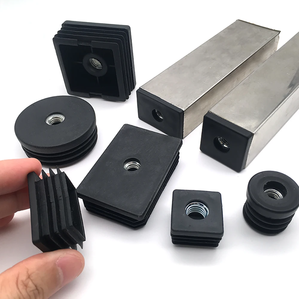 M6 M8 M10 Plastic Round/Square Pipe Plugs With Nut Hole Blanking End Inserts Caps Pipe Cover Furniture Leg Feet Tube Plug image 5