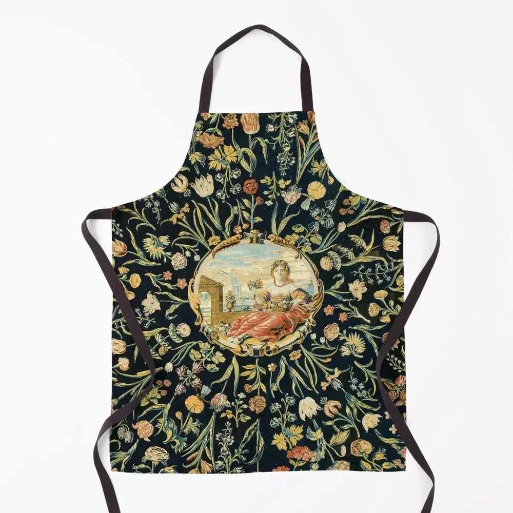 

LADY FLORA AMONG FLOWERS Antique Floral Tapestry Apron Home And Kitchen For Man Kitchen Items Kitchen Things Apron