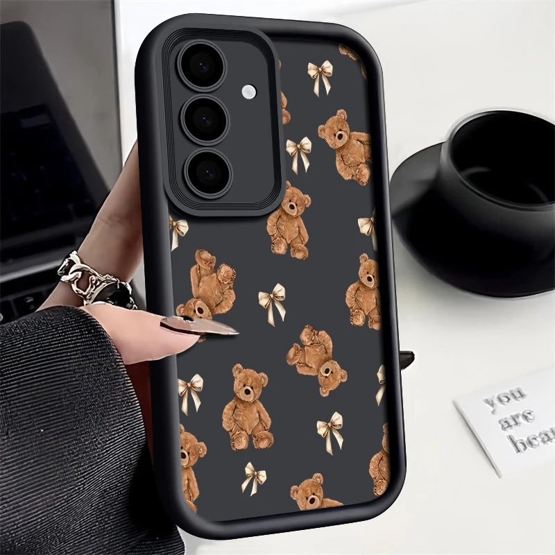 

Cute Teddy Bear Phone Case For Samsung Galaxy Note 20 S21 S23 S22 S25 S24 Ultra FE Plus A36 A55 A56 A54 A33 A53 5G Back Cover