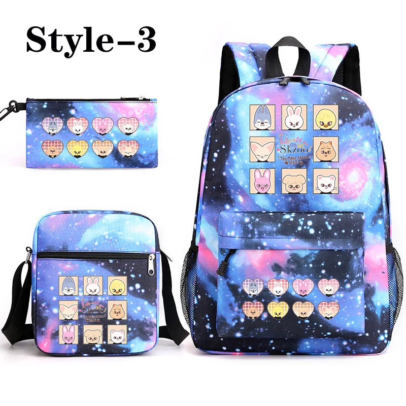 สกซู เฟลิกซ์ บังชานกระเป๋าเป้พิมพ์ลายสามชิ้นสุดเท่และอินเทรนด์ ความจุขนาดใหญ่ 40 ลิตร กระเป๋านักเรียนกลับไปโรงเรียน