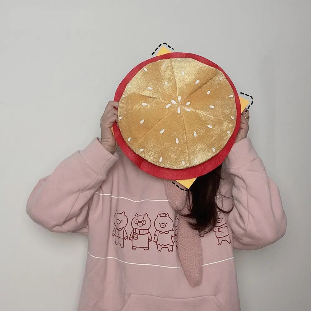 Cadeau Creativiteit Decoratieve Hamburger Hoed Comfortabele Zachte Hamburger Hoofddeksels Leuke Grappige Prestaties Prop Hoed Kinderen