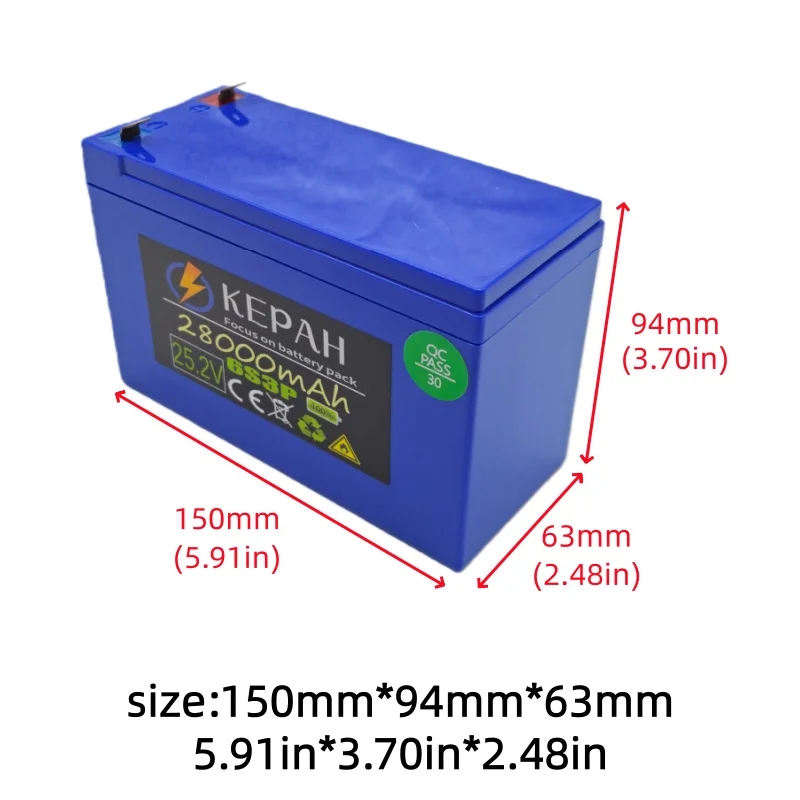 6S3P 25.2V 28Ah 18650 Battery Lithium Battery Pack 24V for Electric Scooter Bicycle Moped Camping Backup Solar Power Storage
